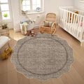 GarveeHome Scalloped Washable Round Rugs, Non-Slip Soft Round Rug 4ft Brown | by GarveeHome
