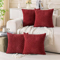 Set of 4 Burgundy Decorative Throw Pillow Covers 20x20 Inch Corduroy Pillow by Cozoomy