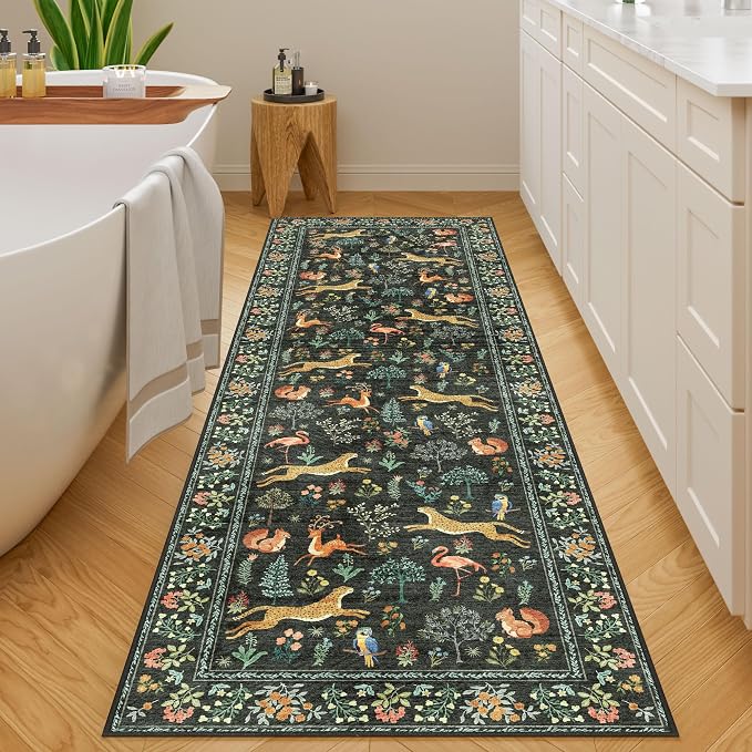 DUKINO 2x6 Runner Rug, Washable Animal Kitchen Rugs Non Slip, Low Pile - Image 8