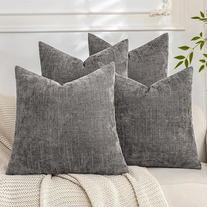 Set of 4 Soft Textured Decorative Throw Pillow Covers 18x18 Inch Cozy Farmhouse by Cozoomy