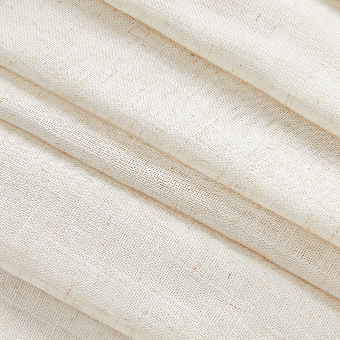 MYSKY HOME Linen Curtains for Sliding Glass Door, Back Tab Semi Sheer Curtain - Image 6