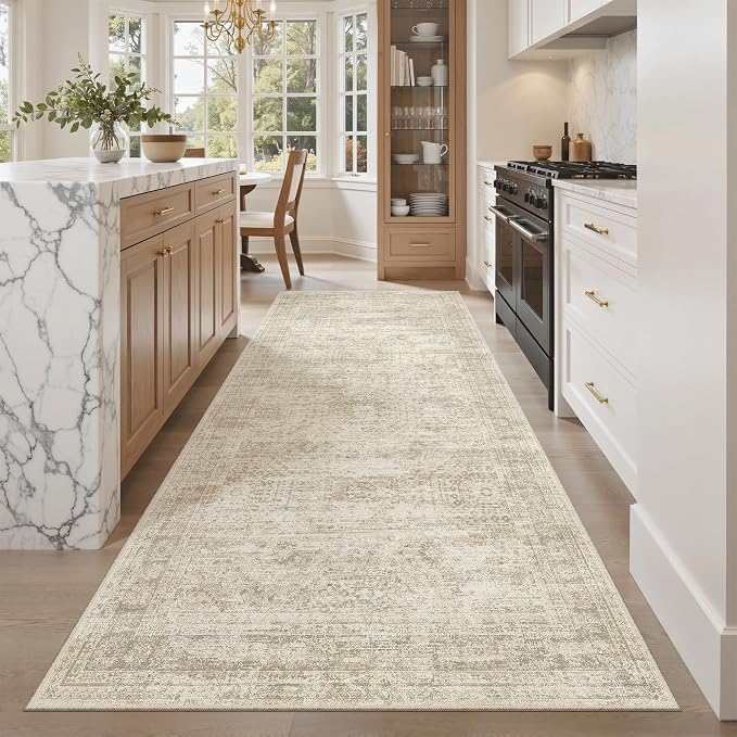 Soalmost Washable 4x8 Hallway Runner Rug Non-Slip Kitchen Entry Rugs Beige | by Soalmost
