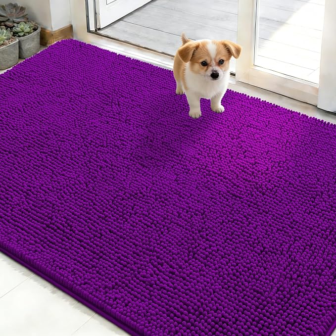 OLANLY Dog Door Mat for Muddy Paws 48x30, Super Absorbent Chenille Mud Mat | by OLANLY