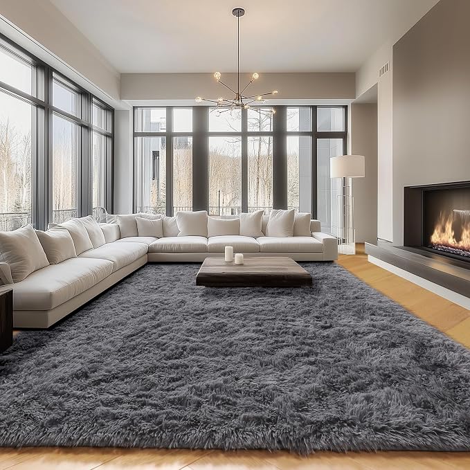 Grey 8x10 Area Rugs for Living Room, Ultra Soft Plush Thick Shaggy Big Floor - Image 4