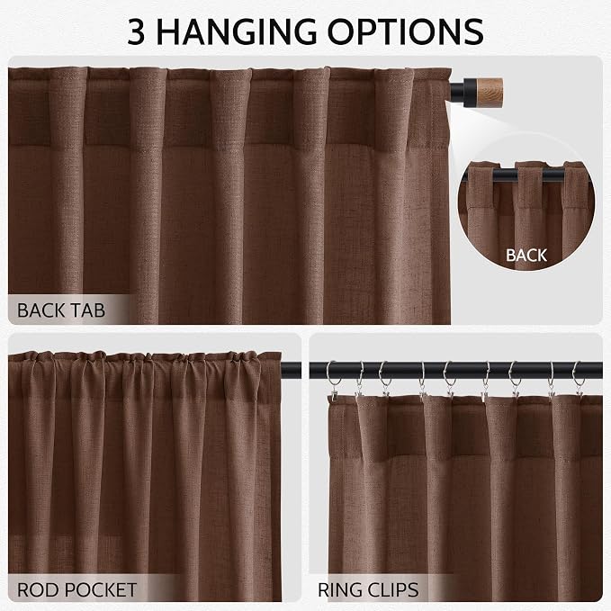 Mocha Brown Curtains 84 Inches Long - Image 2