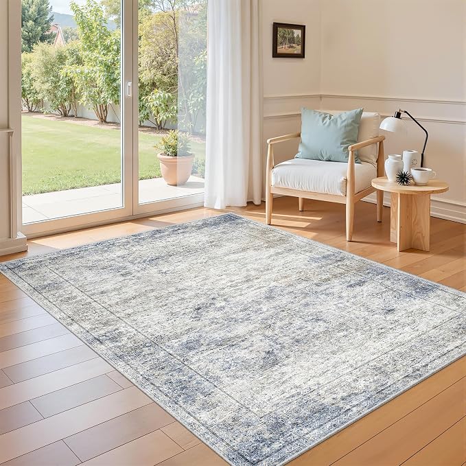 3x5 Rug for Entryway, Washable Area Rug, Living Room, Dining Room, Neutral Rug by Restydon