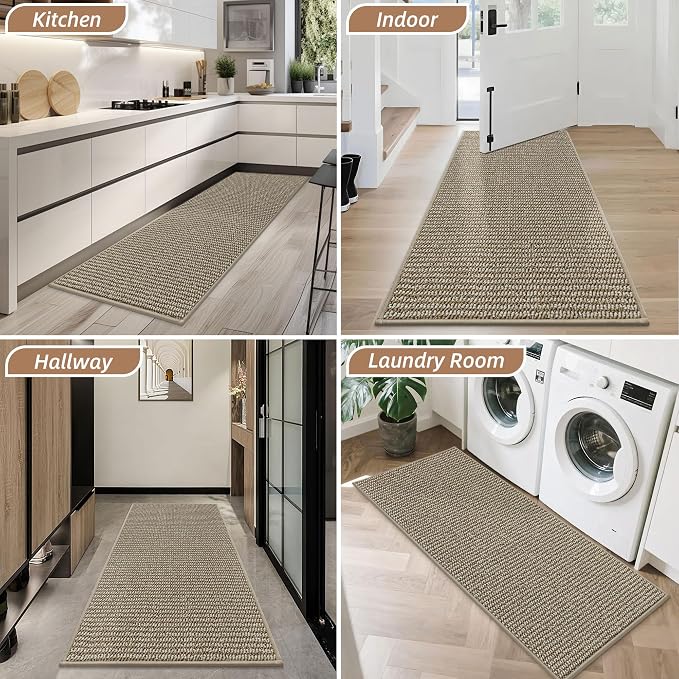 BEQHAUSE Dirt Trapper Door Mat 24" x 60", Non-Slip Washable, Light Beige | - Image 8