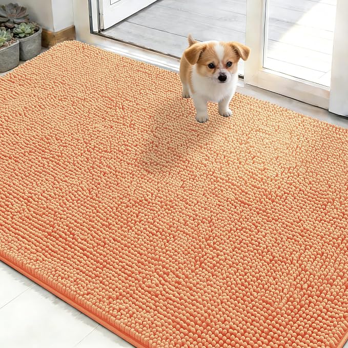 OLANLY Dog Door Mat for Muddy Paws 48x30, Super Absorbent Chenille Mud Mat | by OLANLY