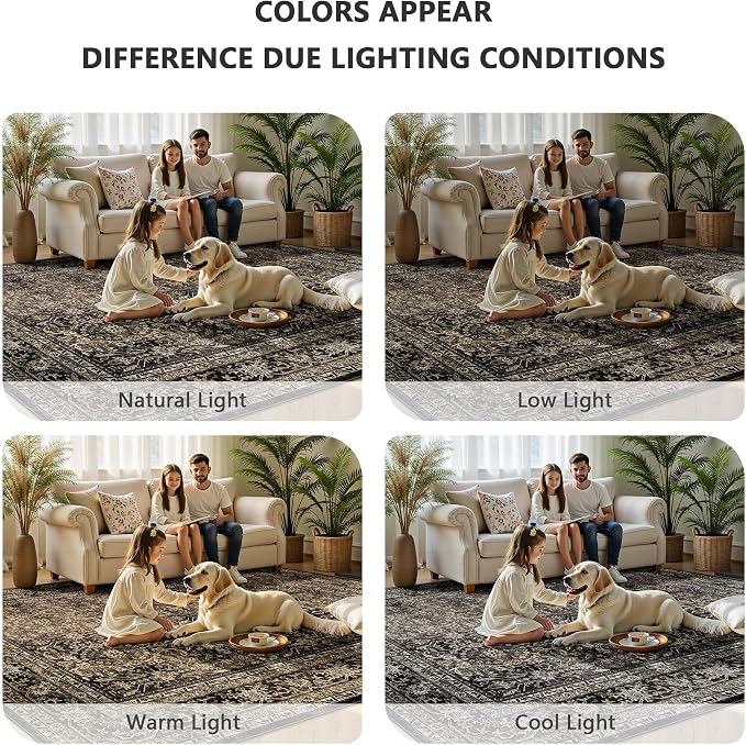 6x9 Area Rugs - Washable Vintage Retro Living Room Rug, Soft Ultra Thin Non - Image 7