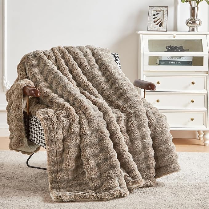 50x60 Inches Ultra-Soft Fuzzy Faux Fur Plush Throw Blanket - Image 4