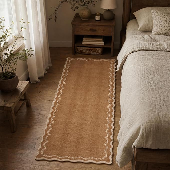 GarveeHome 2x6 Scalloped Washable Runner Rug Non Slip Hallway Kitchen Rug | - Image 3