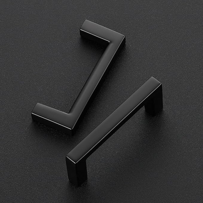 Ravinte 25 Pack Matte Black Cabinet Pulls, 2-1/2 Inch (64mm) Hole Center Slim Kitchen Handles, Square Drawer Pulls for Cabinets & Cupboards, Hardware