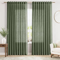 70 Inches Wide Olive Green Linen Curtains by Nanspring