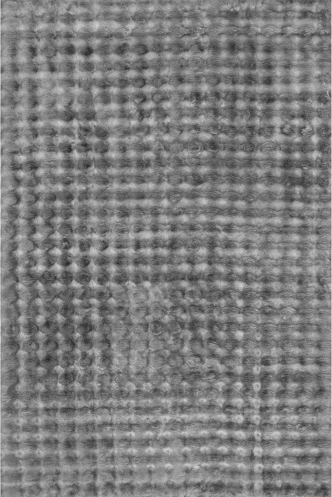 nuLOOM Jeni Dark Grey Checkered Washable Area Rug, Dark Grey - Image 4