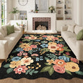 DUKINO 5x8 Washable Area Rug, Soft Floral Living Room Rug Non Slip, Non by DUKINO