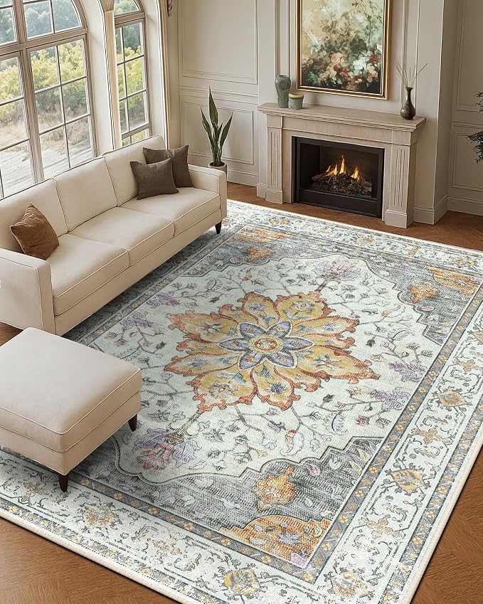 RELEANY Washable Area Rug, Large 9'x12', Water Repellent, Pet Friendly - Image 2