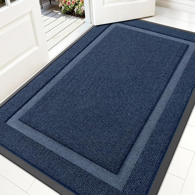 OLANLY Front Door Mat Outside 59x34, All-Season Heavy-Duty Rubber Doormat | Blue by OLANLY