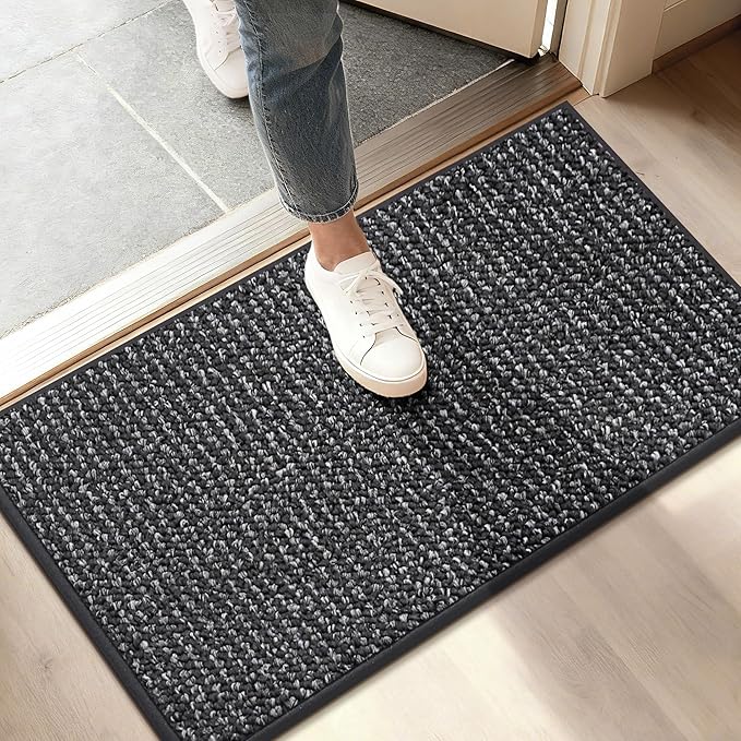 BEQHAUSE Dirt Trapper Door Mat 17" x 30", Non-Slip Doormats, Charcoal | by BEQHAUSE