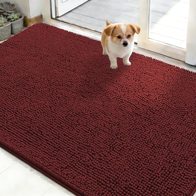OLANLY Dog Door Mat for Muddy Paws 48x30, Super Absorbent Chenille Mud Mat | by OLANLY