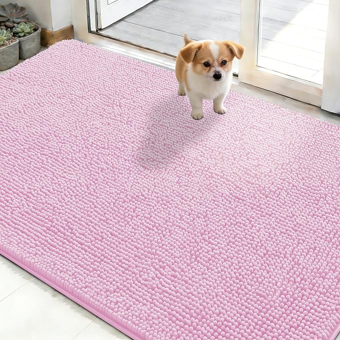 OLANLY Dog Door Mat for Muddy Paws 48x30, Super Absorbent Chenille Mud Mat | by OLANLY