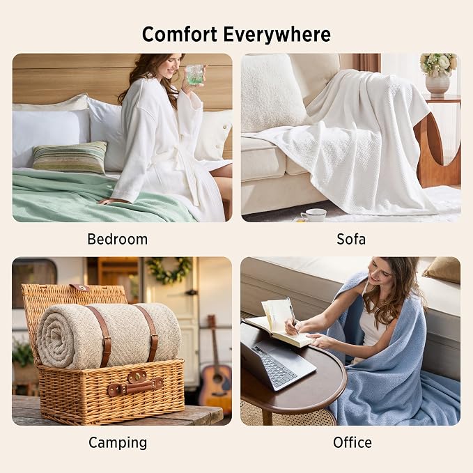 Bedsure GentleSoft 100% Cotton Blanket Queen Size - Image 5