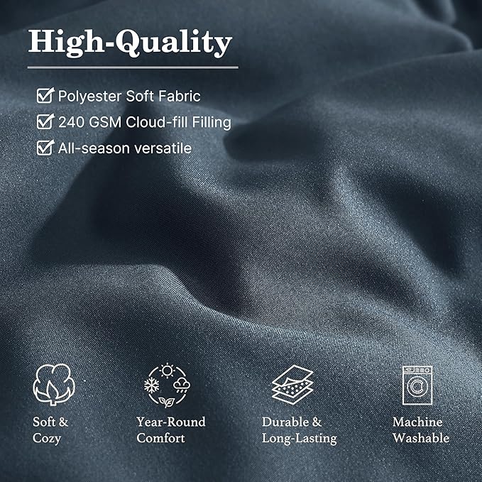 Monbix Queen Comforter Set - 7 Pieces Blue Gray Bed in a Bag Queen Bedding Sets with Comforters, All Seasons Comforter Bed Set with Sheets,Pillowcases & Shams