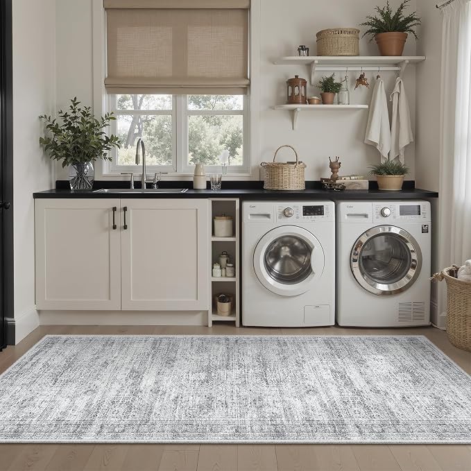 Soalmost Runner Rug 2x6 Washable Kitchen Hallway Runners Non-Slip Grey | Soft - Image 9