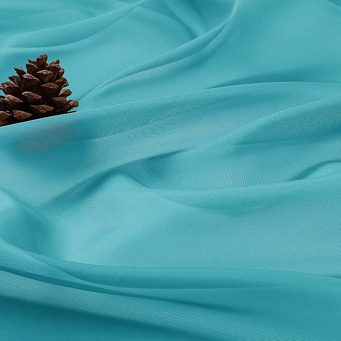 Turquoise Sheer Curtains 72 Inches Long 2 Panels Set, Transparent Voile Sheer - Image 8