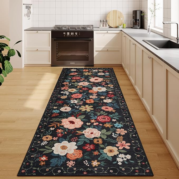 DUKINO 2x6 Runner Rug for Hallway, Washable Runner Rug Non Slip, Floral Indoor - Image 7