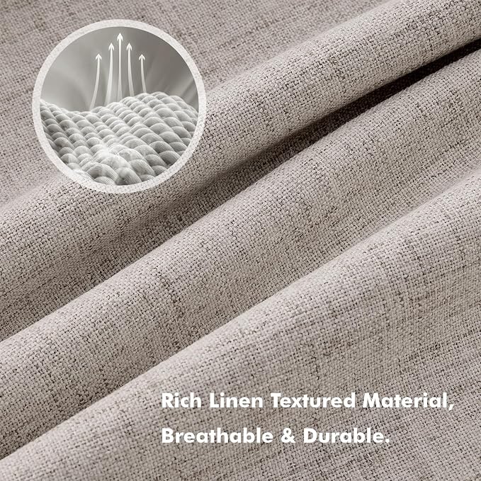 MIULEE 100% Blackout Linen Curtains 42 x 108 Inch Greige 2 Panels | Thermal - Image 3