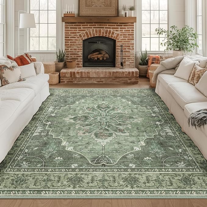 RELEANY Washable Area Rug, Square 8'x8', Water Repellent, Pet Friendly by RELEANY