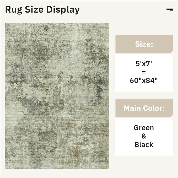 Soalmost Abstract Rug 5x7 Washable Area Rugs - Image 5