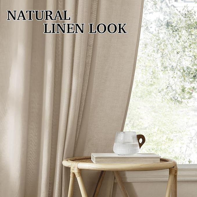RYB HOME Sheer Curtains 108 inches, Extra Long Floor to Ceiling Curtains | - Image 7