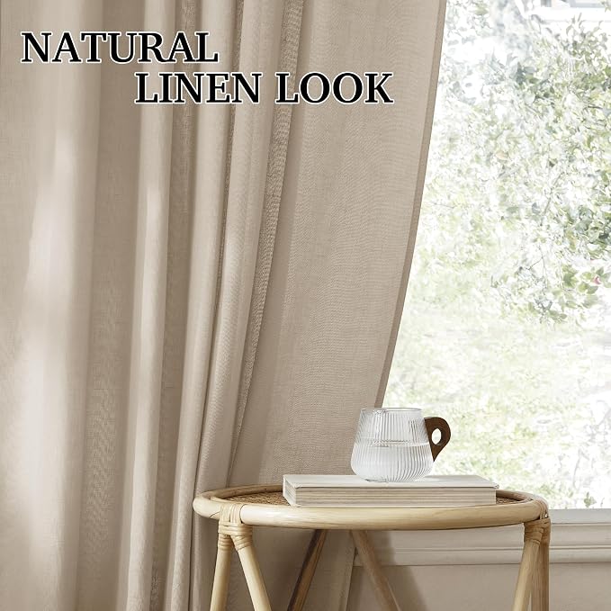 RYB HOME Linen Semi Sheer Curtains - Image 7