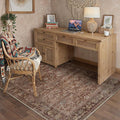 4x6 Brick Red Vintage Floral Washable Area Rug by HUGEAR