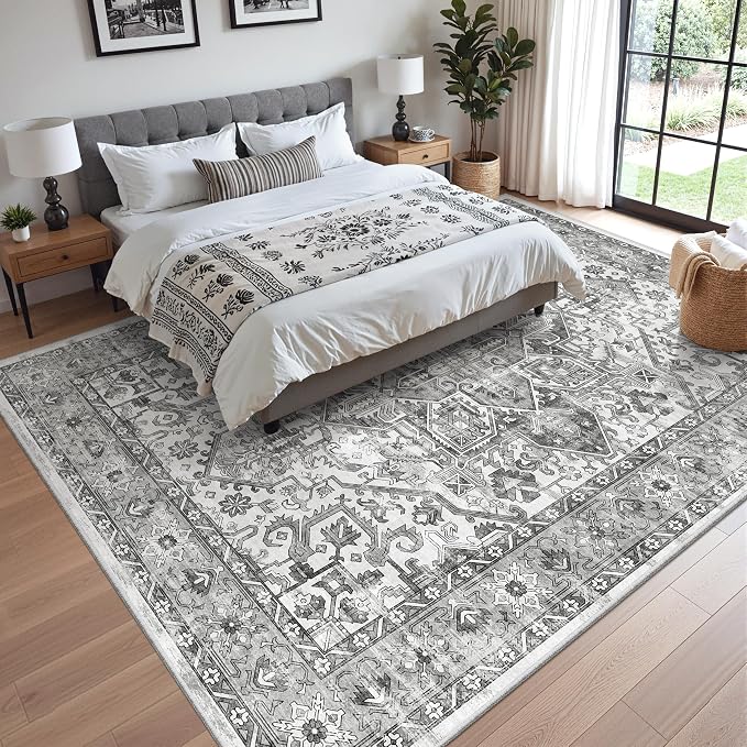 8x10 Area Rugs for Living Room, Non-Slip Backing Washable Rugs, Vintage Large - Image 9