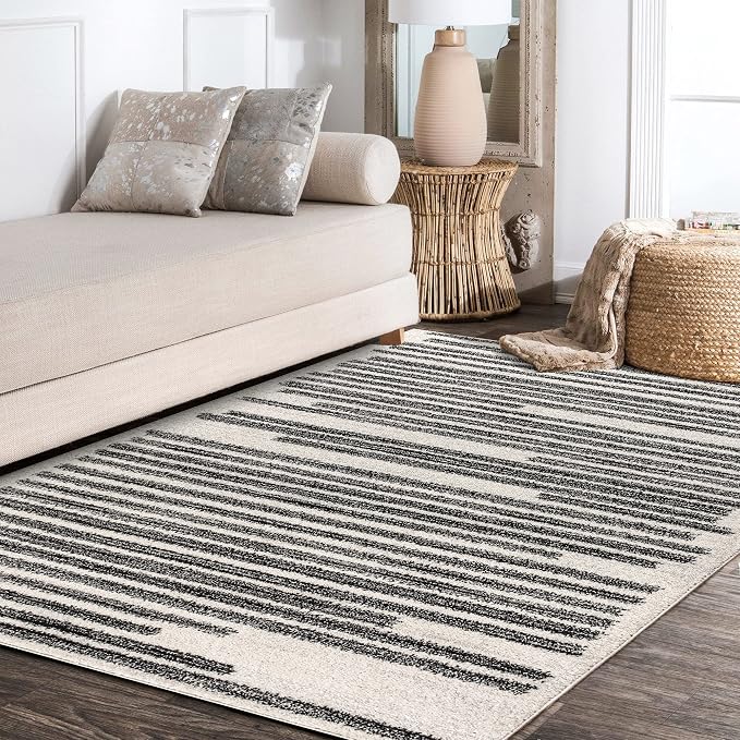 JONATHAN Y Khalil Modern Berber Stripe Cream/Black Indoor Area Rug, Contemporary - Image 6