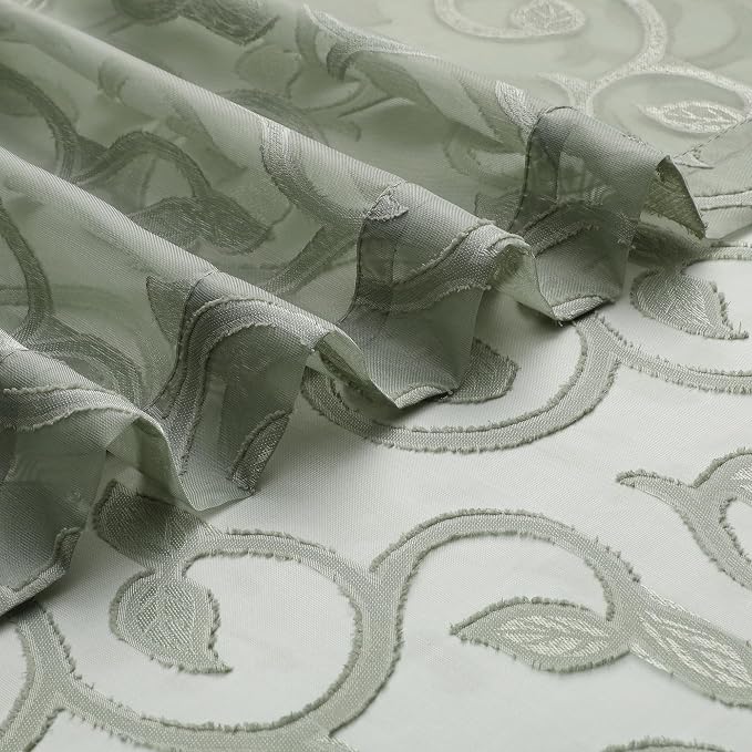 Sage Green Sheer Curtains 63 inch Length - Image 7