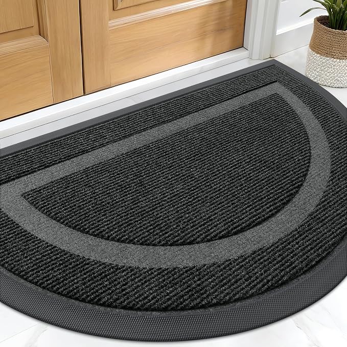 OLANLY Half Circle Front Door Mat Outside 29.5x17 All-Season Rubber Doormat | by OLANLY