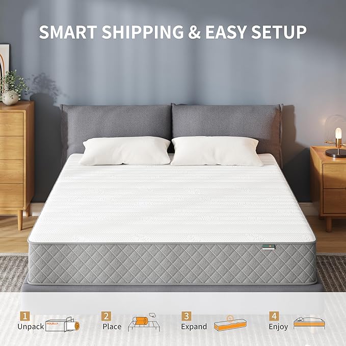 PurrJoys Mattress Double Mattress, 10 Inch Hybrid Memory Foam Firm Full Size Mattres with Hybrid Full Bed Matress in a Box Pressure Relief & Supportive Full Size Mattresses