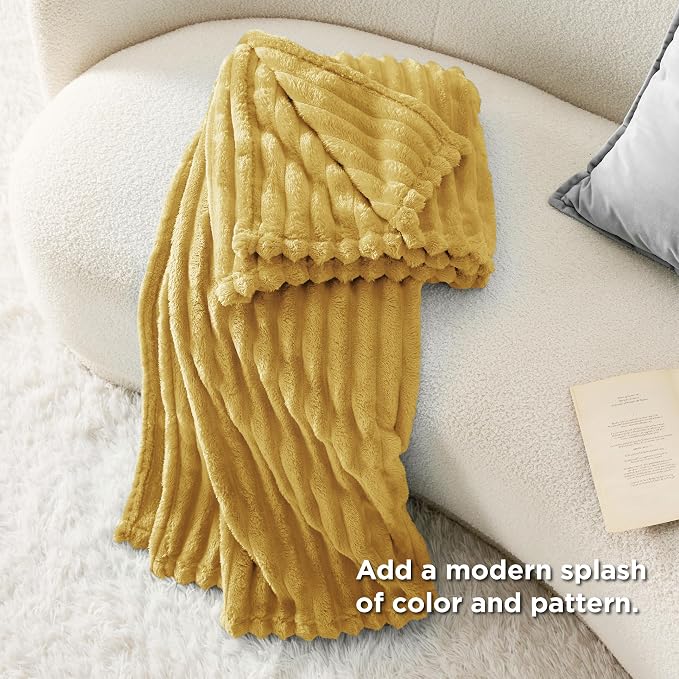 Bedsure Soft Twin Blanket for Bed Decor Gifts Yellow 60"x80" | Birthday Gifts - Image 6