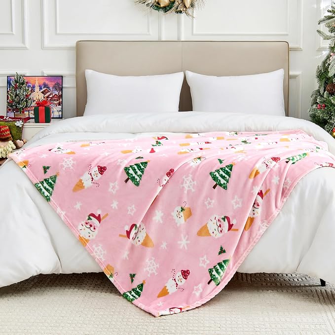 Edenleaf Christmas Blanket Soft Cozy Pink Throws - Image 4