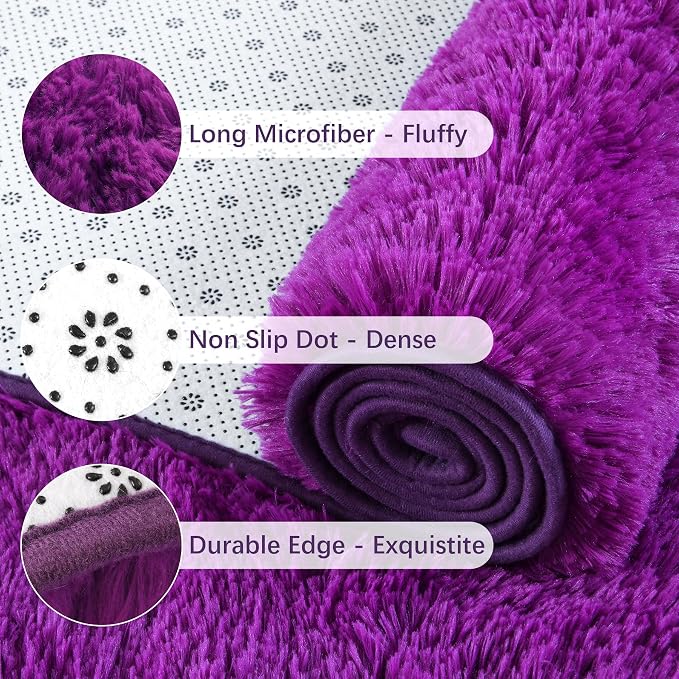 Chicrug Soft Runner Rugs for Bedroom Living Room Plush Fluffy Rug 2x6 | Shag - Image 6
