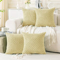 Set of 4 Pale Yellow Decorative Throw Pillow Covers 16x16 Inch Corduroy Pillow by Cozoomy