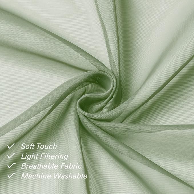 Short Sheer Curtains 54 Inches Length 2 Panels, Light Filtering Voile Curtain - Image 3