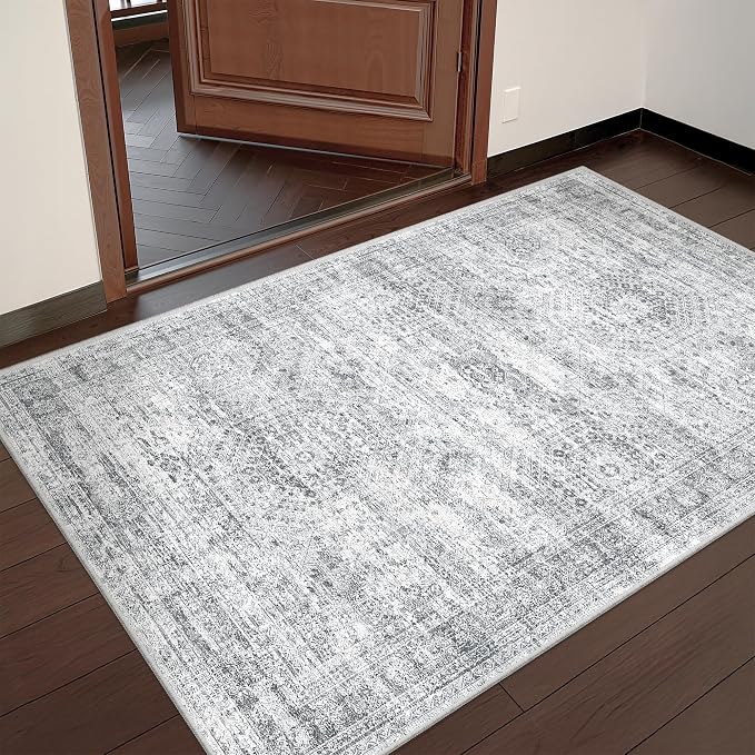 3x4 Rugs for Entryway, Washable Area Rug, Neutral Rug, Stain Resistant Indoor - Image 3