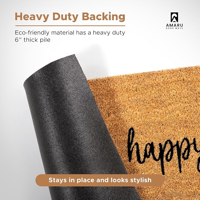 Coir Welcome Mat, Be Happy, 17 x 29 in | 100% Natural Coir, Anti-Shedding - Image 6