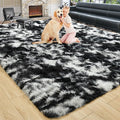 8x10 Extra Large Tie-Dyed Black and White Fluffy Area Rug Non-Slip by ModernHomeDecor