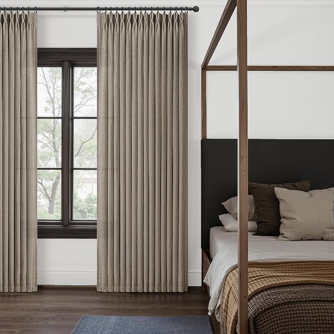 Extra Wide 70 Inch Linen Blend Semi Sheer Curtains 96 Inches Long - Image 6