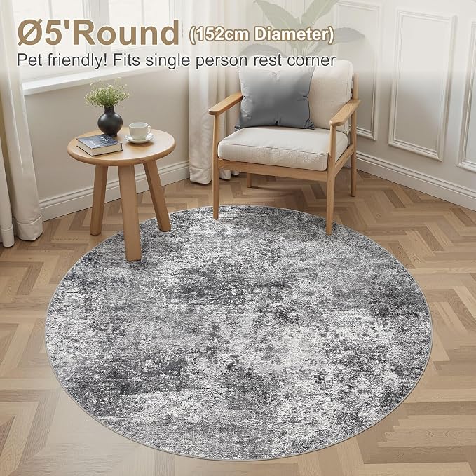 DMOYEST 5ft Round Area Rug Living Room Rugs - Image 2